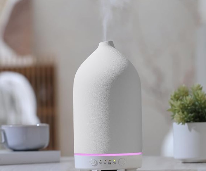 Gooamp Ceramic Stone Essential Oil Diffuser – 200ml, White