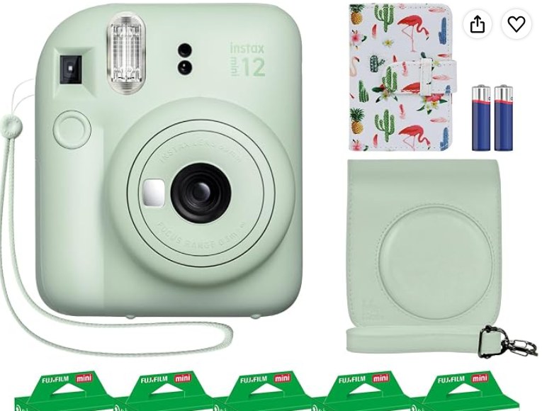 Fujifilm Instax Mini 12 Bundle (Mint Green) — Film, Case & Album