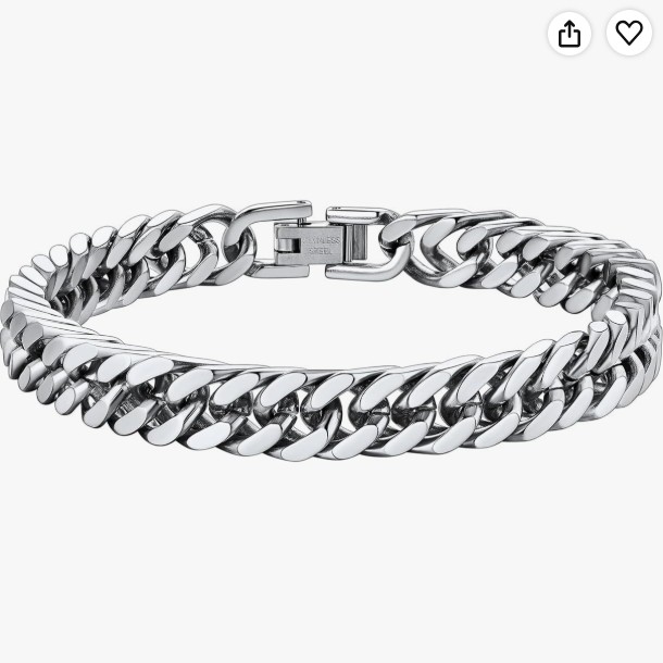 ChainsHouse Stainless Steel Cuban Link Bracelet, 8mm, Gift Box