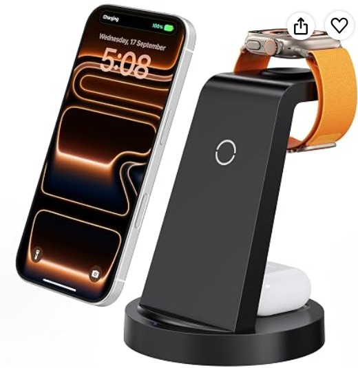 Anlmz 3-in-1 Wireless Charging Station for iPhone, Apple Watch & AirPods